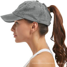 satin lined embroidery logo ponytail baseball cap